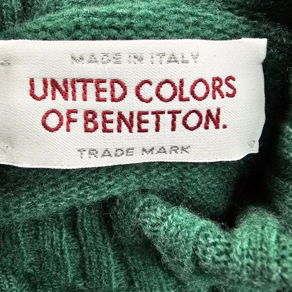 Vintage United Colors of Benetton Sweater Men SZ Small Aztec Tribal Shawl Collar